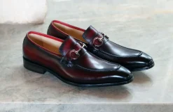 Burnished Calfskin Slip-On Loafer Burgundy