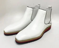 Burnished Calfskin Slip-On Boot White