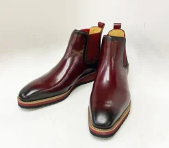 Burnished Calfskin Slip-On Boot Burgundy