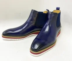 Burnished Calfskin Slip-On Boot Blue