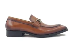 Burnished Calfskin Slip-On Loafer Cognac
