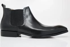 Burnished Calfskin Slip-On Boot Black
