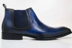 Burnished Calfskin Slip-On Boot Navy