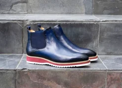 Burnished Calfskin Slip-On Boot Blue