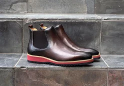 Burnished Calfskin Slip-On Boot Brown