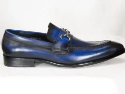 Burnished Calfskin Slip-On Loafer Blue