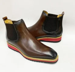 Burnished Calfskin Slip-On Boot Brown