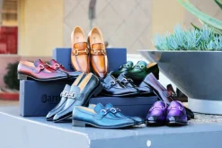 Burnished Calfskin Slip-On Loafer Blue