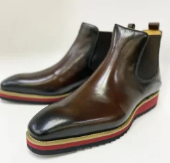 Burnished Calfskin Slip-On Boot Brown