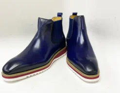 Burnished Calfskin Slip-On Boot Blue