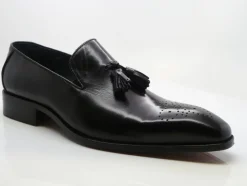 Burnished Calfskin Tasseled Loafer Black