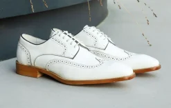Burnished Leather Lace-Up Shoe White