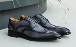 Burnished Leather Lace-Up Shoe Grey