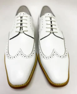 Burnished Leather Lace-Up Shoe White