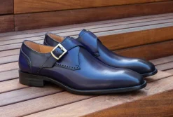 Burnished Leather Monkstrap Blue