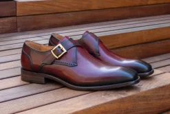 Burnished Leather Monkstrap Burgundy