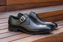 Burnished Leather Monkstrap Black