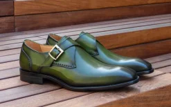 Burnished Leather Monkstrap Olive