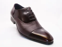 Calfskin & Deerskin Lace-Up Oxford Burgundy