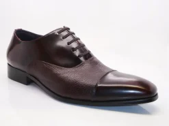 Calfskin & Deerskin Lace-Up Oxford Burgundy