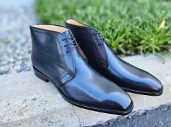 Calfskin Chukka Boot Navy