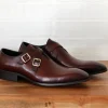 Calfskin Cross Strap Loafer Chestnut