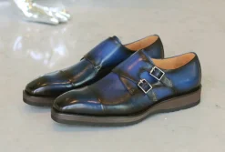 Calfskin Double Monkstrap Shoe Blue