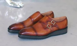 Calfskin Double Monkstrap Shoe Cognac