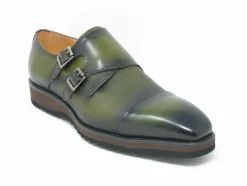 Calfskin Double Monkstrap Shoe Olive