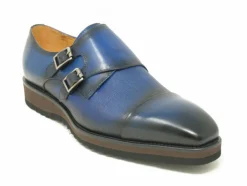 Calfskin Double Monkstrap Shoe Blue