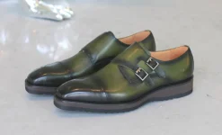 Calfskin Double Monkstrap Shoe Olive