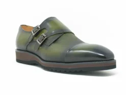 Calfskin Double Monkstrap Shoe Olive