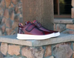 Calfskin High Top Sneaker Burgundy