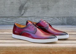 Calfskin Lace-Up Sneaker Burgundy
