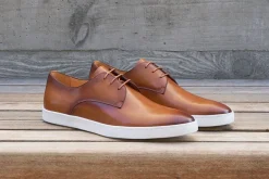Calfskin Lace-Up Sneaker Cognac