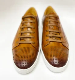 Calfskin Lace-Up Sneaker Cognac