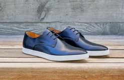 Calfskin Lace-Up Sneaker Navy
