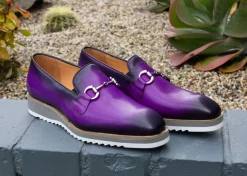 Calfskin Slip-On Horsebit Loafer Purple
