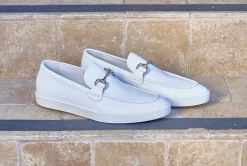 Calfskin Slip-On Horsebit Loafer White