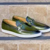 Calfskin Slip-On Horsebit Loafer Olive