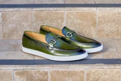 Calfskin Slip-On Horsebit Loafer Olive