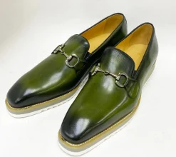 Calfskin Slip-On Horsebit Loafer Olive