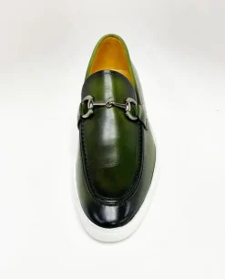 Calfskin Slip-On Horsebit Loafer Olive