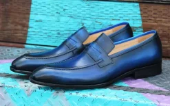 Calfskin Slip-On Penny Loafer Navy