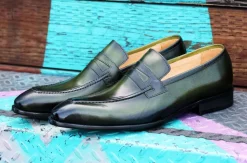 Calfskin Slip-On Penny Loafer Olive