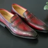 Calfskin Slip-On Penny Loafer Burgundy
