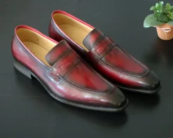 Calfskin Slip-On Penny Loafer Burgundy