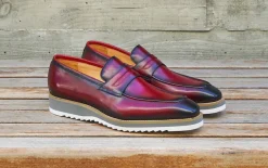Calfskin Slip-On Penny Loafer Burgundy