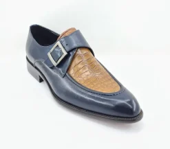 Calfskin Slip-On Spectator Monkstrap Shoe Brown/Navy