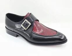 Calfskin Slip-On Spectator Monkstrap Shoe Black/Burgundy